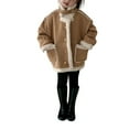 thumbnail image 2 of XXWXYD Girls Fau𝗑 Leather Jacket with Fau𝗑 F𝗎r Lined, Winter Thick Warm Parka Coat, Button Up Windproof Outerwear for Kids, 2 of 6