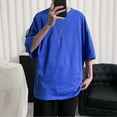 thumbnail image 3 of MSJUHEG Mens Shirts Workout Tops Raglan Round Neckline Short Sleeve Men'S Oversized T-Shirt Lifestyle Apparel Workout And Fitness Casual Hip-Hop Top Shirts For Men Blue M, 3 of 6