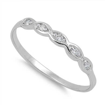 Sterling Silver Women's Flawless Colorless Cubic Zirconia Very Small Thin Wedding Ring (Sizes 1-10) (Ring Size 5)