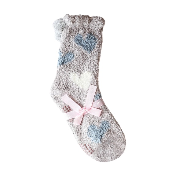 Fgnfyis Coral Womens Socks Cute Winter Thickened Mid Crew Socks Non- Floor Socks Sleep Socks Grey
