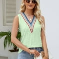 thumbnail image 5 of Summer Tops for Women 2024 Fashion Women's Summer V-Neck Lace Patchwork Sleeveless Sexy Top Blouse Gift for Women, 5 of 7