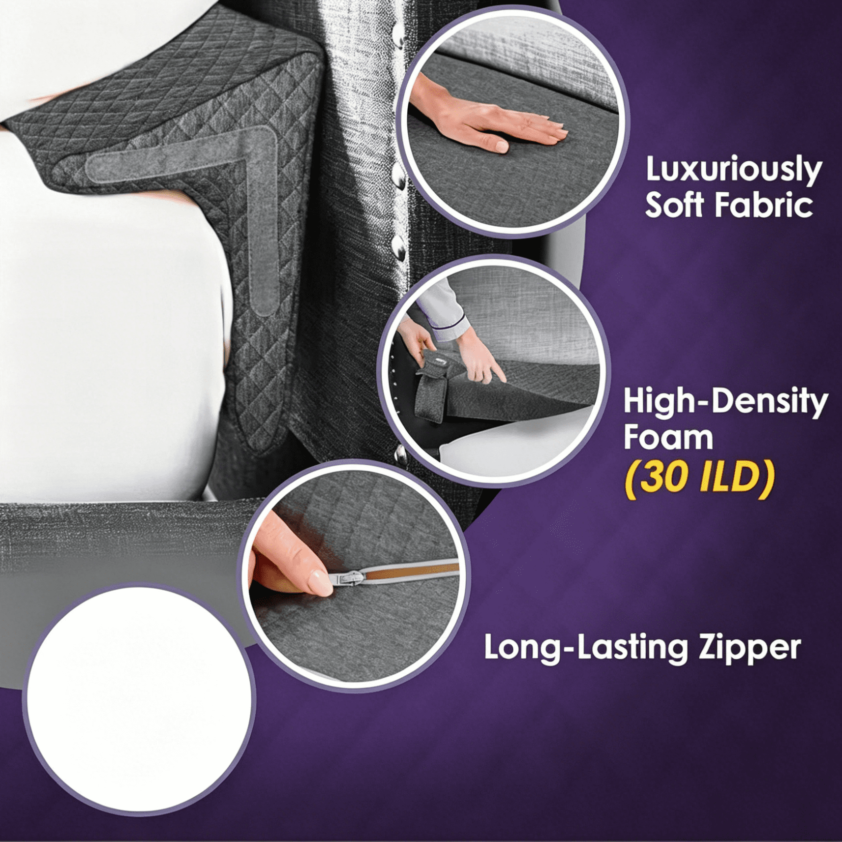 Oaskys V-Shaped Bed Wedge Pillow, Comfortable Memory Foam Headboard Wall & Sofa Gap Cushion, Prevent Neck Cramps, Ideal Choice for Sleep and Reading