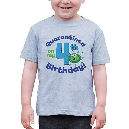 

7 ate 9 Apparel Kids Four Birthday Quarantine Germ Grey T-Shirt