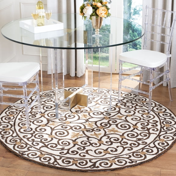 SAFAVIEH Chelsea Aragon Oriental Wool Area Rug, Ivory/Dark Brown, 7'6" x 9'6" Oval