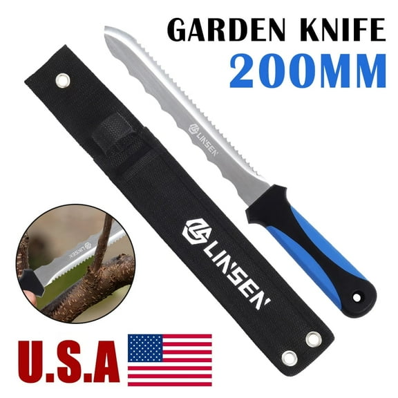 Linsen-outdoors Garden Knife Sod Cutter For utdoor Gardening Planting Cultivating Double-Edged Stainless Steel 200MM Blue
