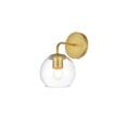 thumbnail image 7 of Living District Genesis 1-Light Iron & Glass Bath Sconce in Brass/Clear, 7 of 7