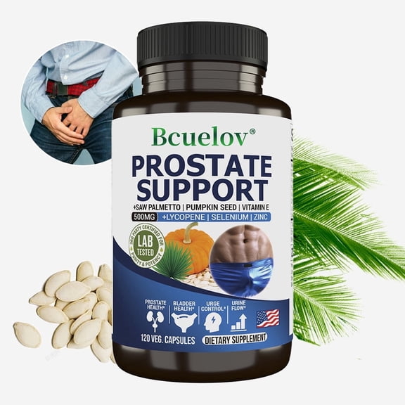 Prostate Support Supplement - with Saw Palmetto, Pumpkin seed, Vitamin E - Support Prostate & Bladder Health - 120 Capsules