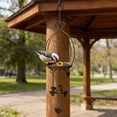 thumbnail image 4 of Vintage Brown Wrought Iron Bird Feeder, Hanging Tray Feeder with Bell & Leaves, Weatherproof Garden Ornament, 4 of 6