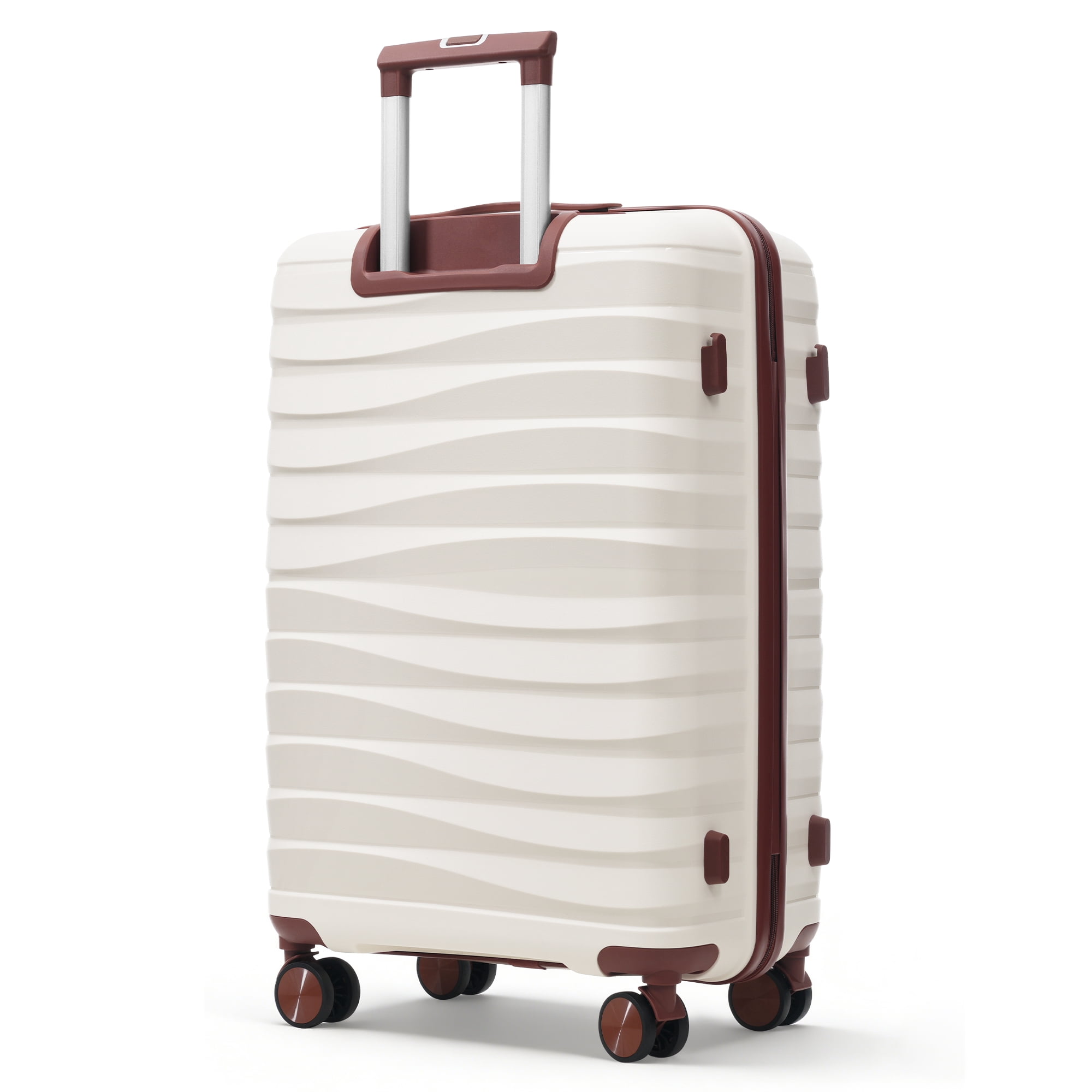 Euroco Luggage Sets 3 Piece,PP Hardside Suitcase Set with TSA Lock & 360° Spinner Wheels,Lightweight Durable Carry on Luggage for Business Travel,Ivory(20"/24"/28")