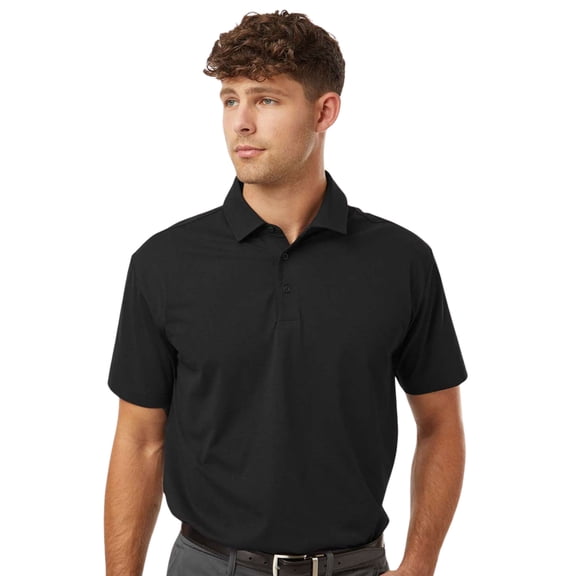 AllPro Men's Pro-Flex Sorona Polo T-Shirt, 60/40 Polyester/Sorona Casual Performance Polo Tee (Black, L)