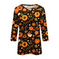 thumbnail image 6 of Halloween Shirts for Women 长袖 2026 Cute Pumpkin Ghost Bat Tunic Blouse Vintage Crew Neck Tops Casual Holiday Shirt Tops Clothes, 6 of 7