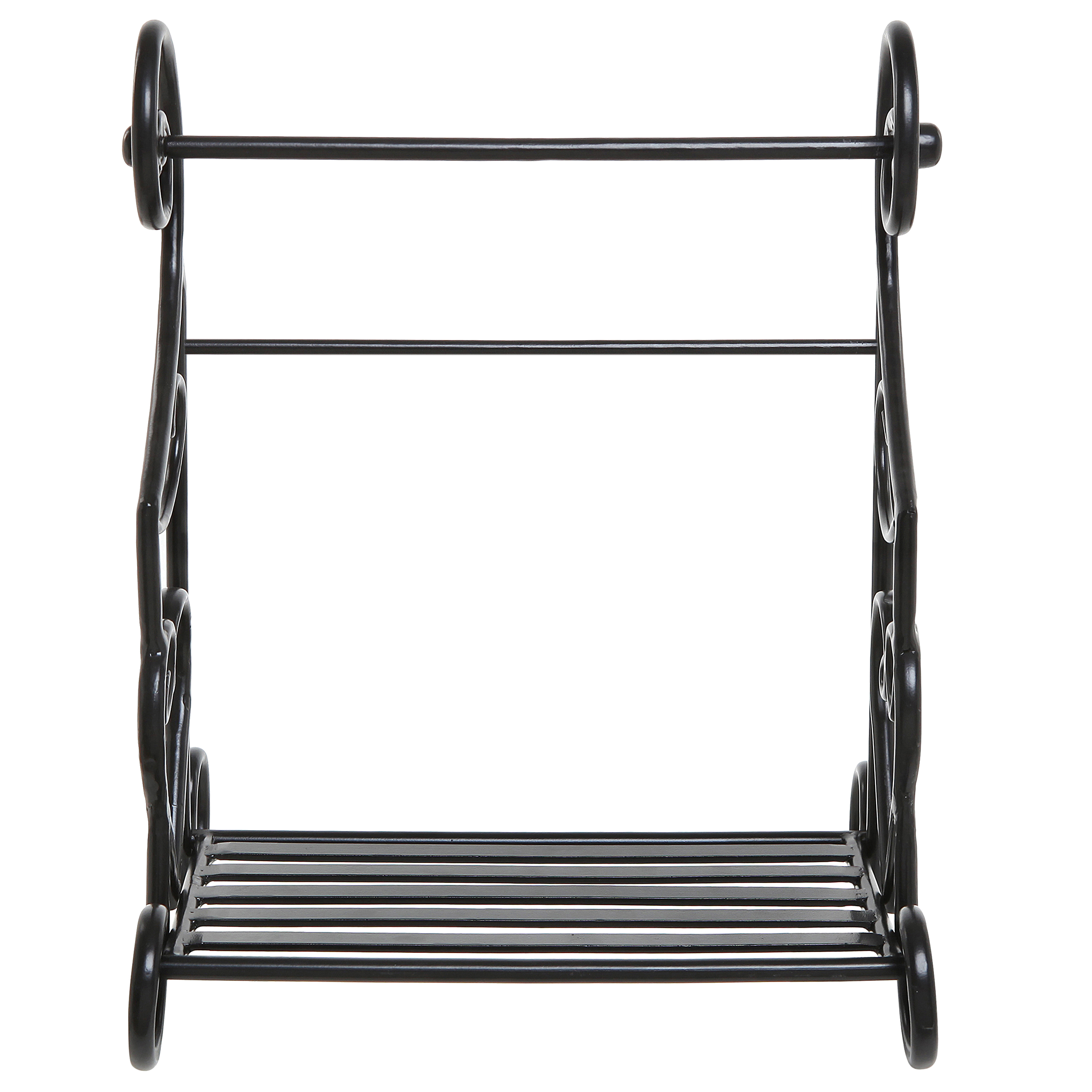 MyGift 31-inch Freestanding Black Metal Toilet Paper Holder Rack