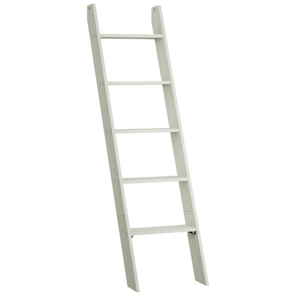 VASAGLE Échelle Couverture Décorative Style Ferme pour le Salon, Étagère Échelle à 5 Niveaux, Support d'Échelle pour Rangement et Déco, Blanc Rustique