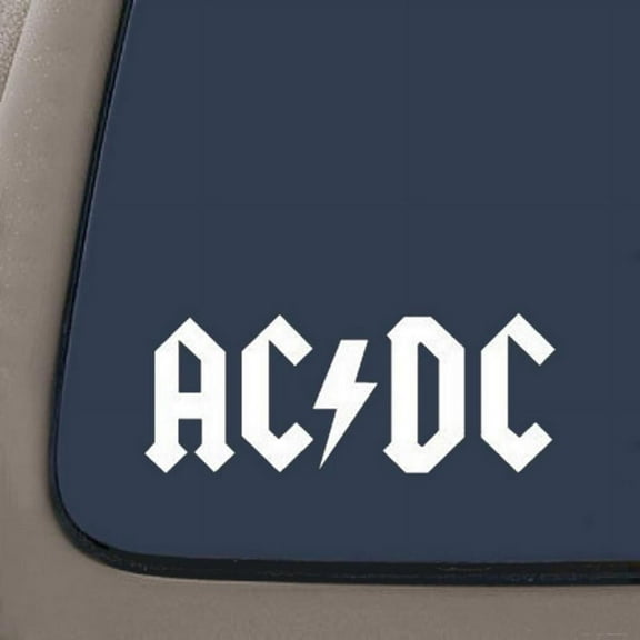 AC/DC Vinyl Decal Sticker | 5.5-Inches | White Vinyl Decal | Car Truck Van SUV Laptop Macbook Wall Decals
