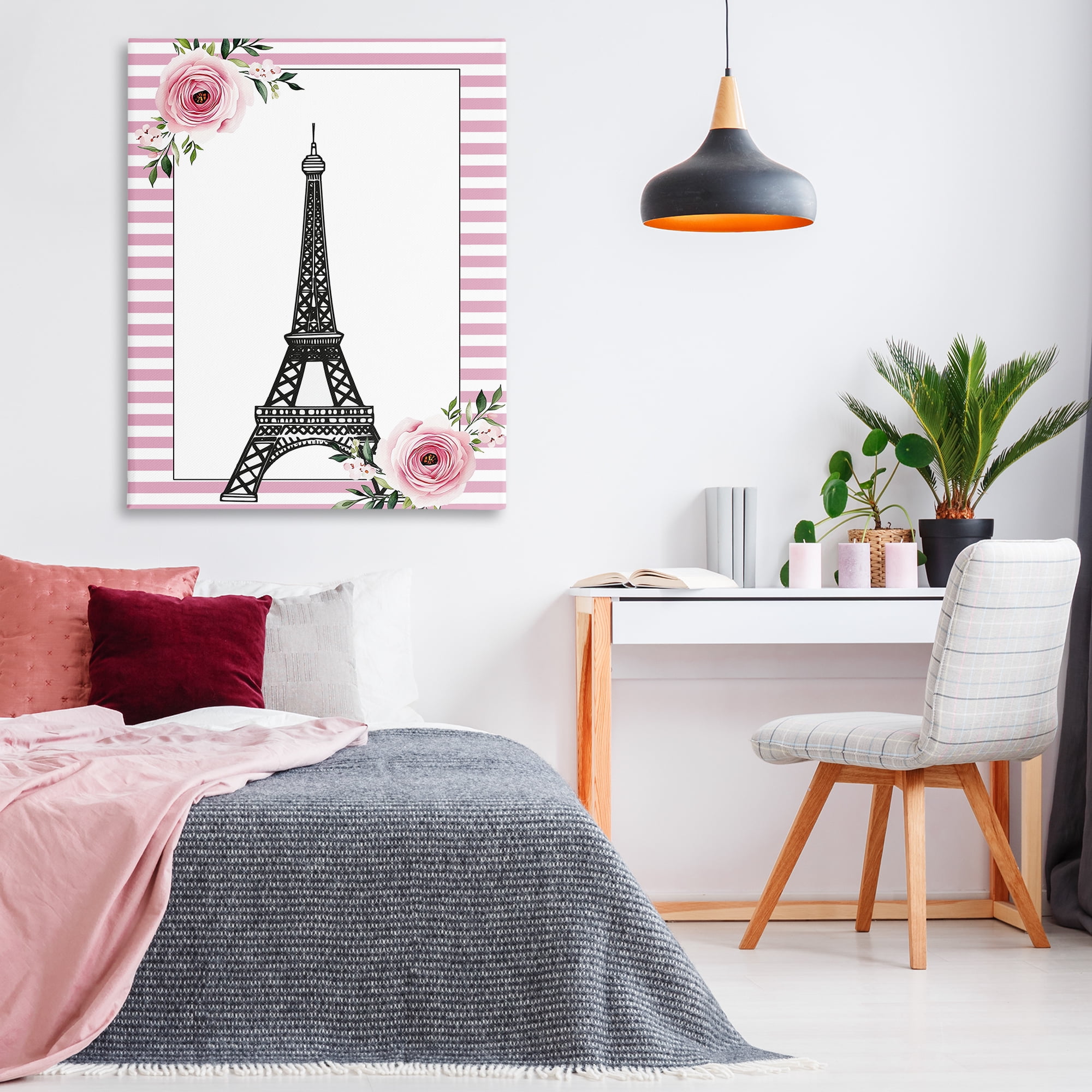 Parisian Tower & Roses Canvas Wall Art, design by Christine Simpson Art