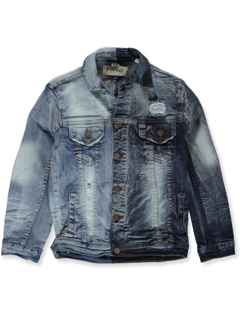 Fwrd Boys' Two-Toned Distressed Denim Jacket - Sky Blue, 14 - 16