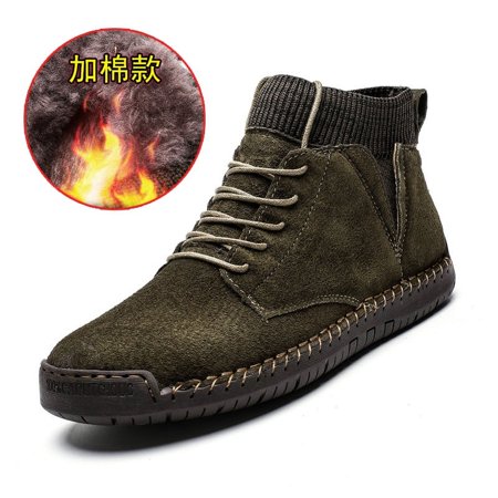 

Winter High-top Velvet Warm Boots Men‘s British Large Size Casual Shoes Trendy All-match Handmade Men‘s Shoes for
