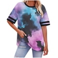 thumbnail image 2 of DailkTrvid Women's Plus Size T-Shirts Tie Dye Watercolor Print Short Sleeve Shirt Casual Crew Neck Loose Fit Tee Lightweight Summer Blouse, 2 of 6
