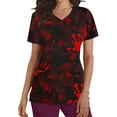 thumbnail image 2 of Alkepwun Scrub Tops Women Halloween Scrubs Spooky Print Nurse Uniforms Gifts Stretchy V Neck Blouse Short Sleeve T Shirts with Pockets, 2 of 5