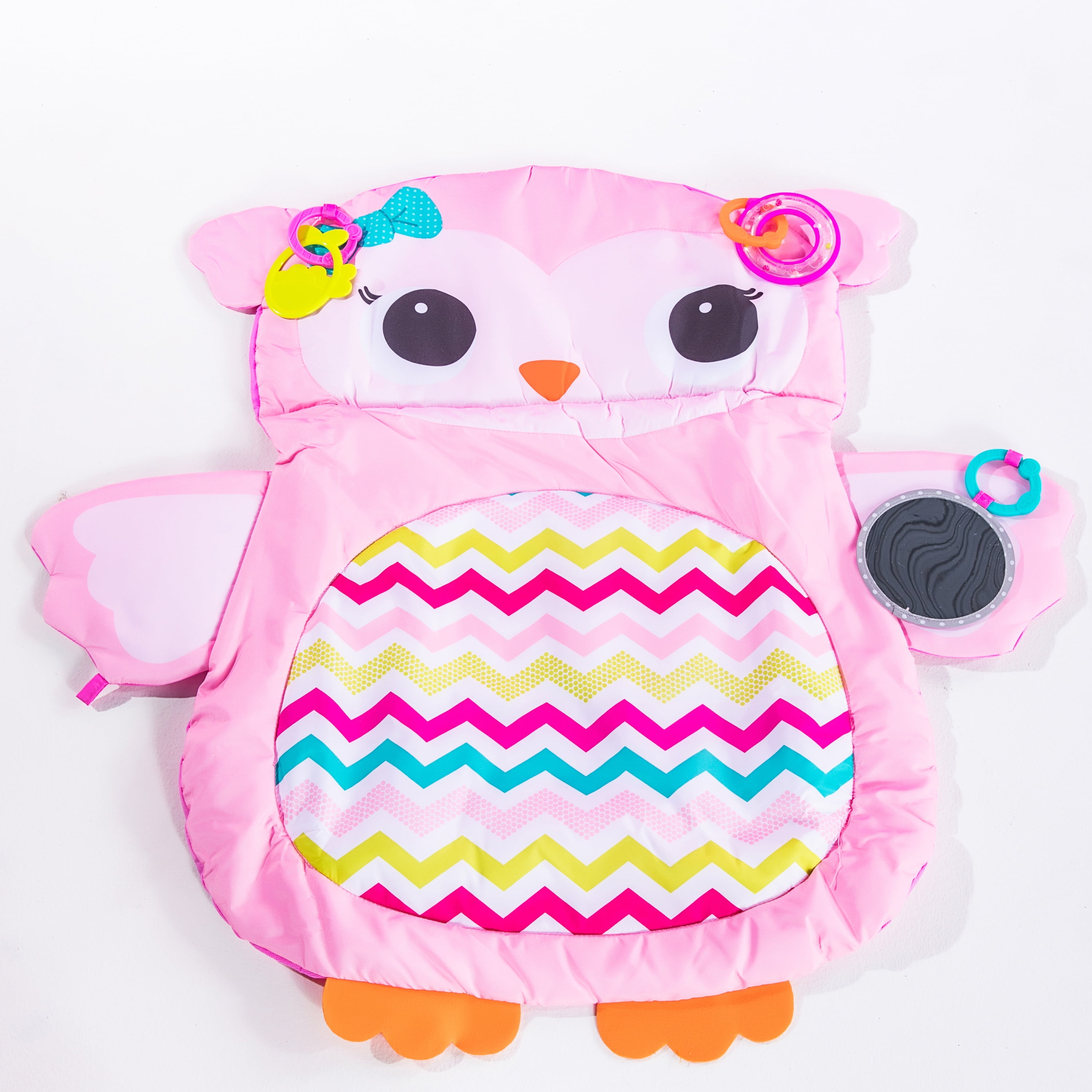pink owl tummy time mat