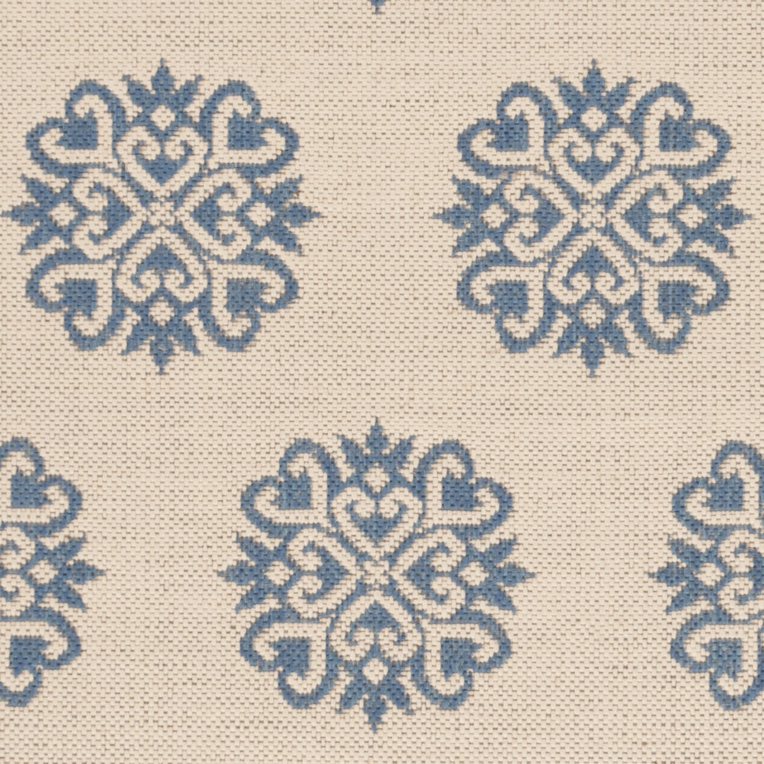 SAFAVIEH Outdoor LND181M Linden Collection Blue / Creme Rug