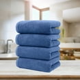 thumbnail image 6 of Blue S 4-Piece Quick-Dry Bath Towel Set With Blue Border Hotel-Style Softness #5Z3Ao, 6 of 6