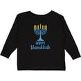 thumbnail image 3 of Inktastic Happy Hanukkah with Blue Menorah Boys or Girls Long Sleeve Toddler T-Shirt, 3 of 5