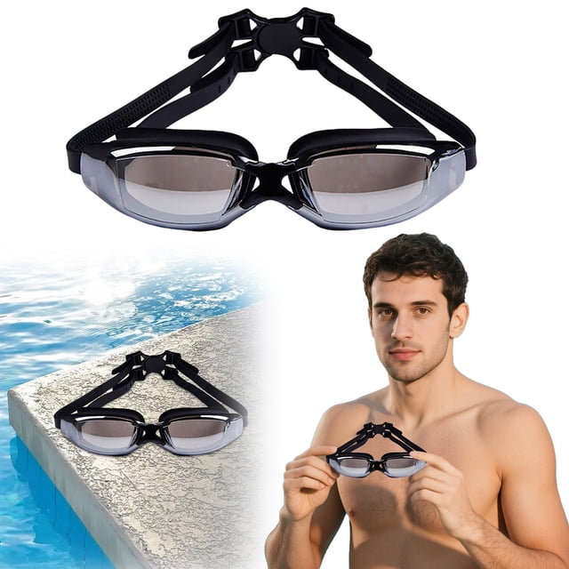 Large Frame Electroplated Fog Swimming Goggles for Adults with and Leak Proof Design for Men Women