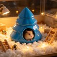 thumbnail image 7 of Qocolcyl Blue Ceramic Christmas Tree Hamster House, Pinaster Shaped Small Pet Hideout Bed, Breathable Cooling Habitat For Hamsters, Gerbils And Small Rodents, 7 of 7