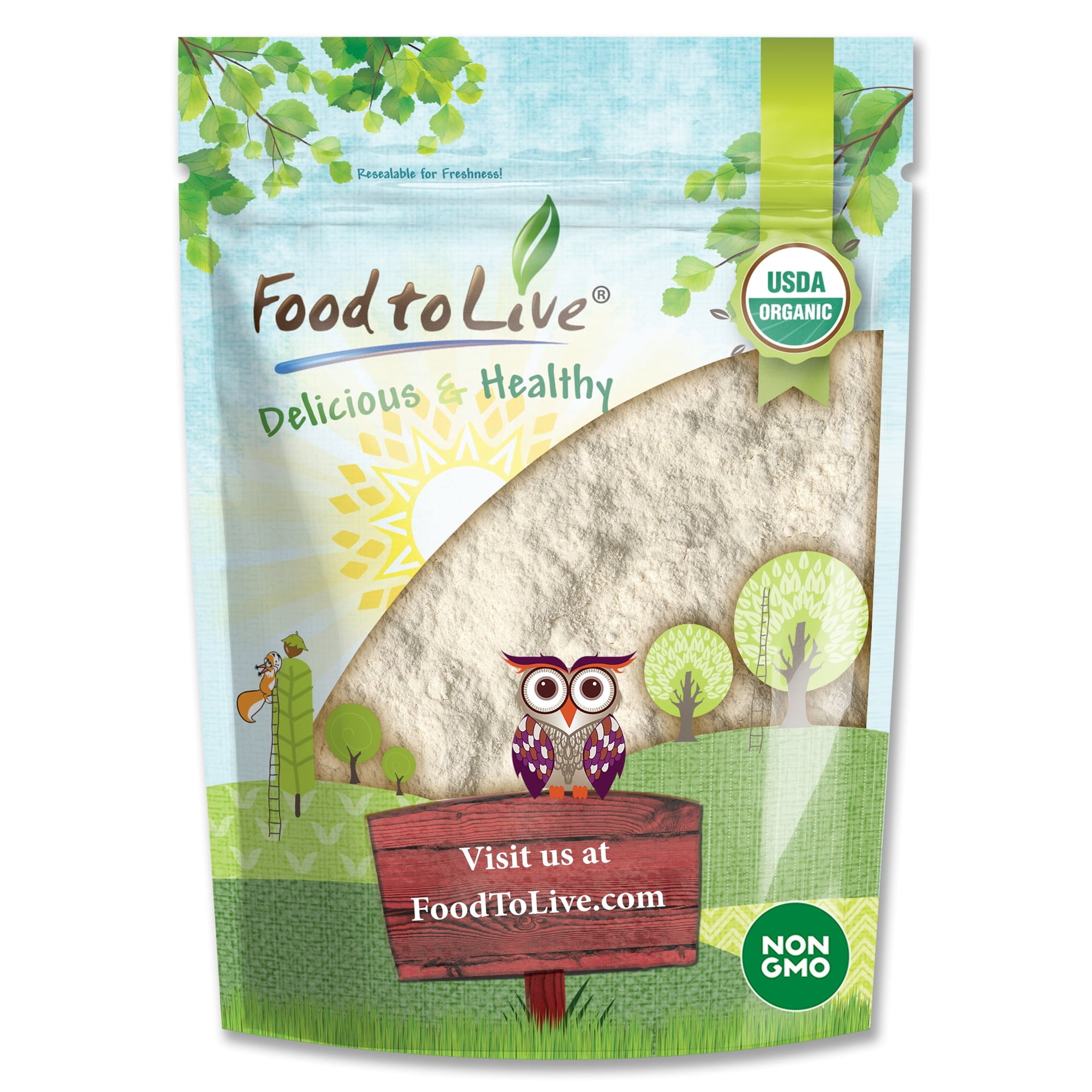 Organic Cassava Flour, 0.5 Pounds — Non-GMO, Vegan, Kosher — by Food to Live