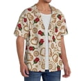 thumbnail image 2 of Balery Valentine'S Day Rose Camisa Casual de Manga Corta con Botones para Hombre, Texturizada, Estilo Cubano, para Playa, Verano-X-Large, 2 of 5