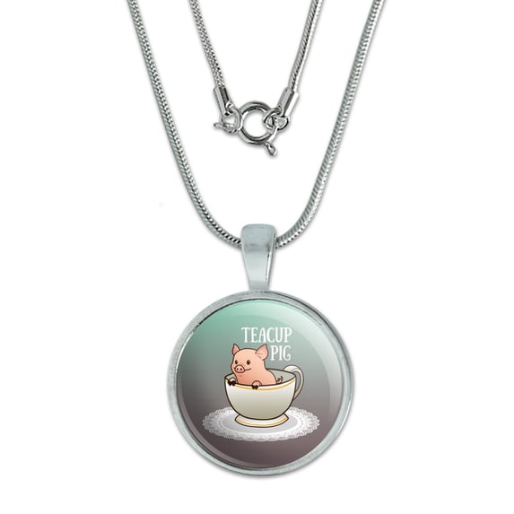 Teacup Pig 0.75" Pendant with Sterling Silver Plated Chain