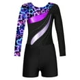 thumbnail image 2 of Aislor Kids Girls Print Rhinestone Rashguard Sets Swimsuit 2 Pcs Dance Gymnastic Leotard with Short 4-14 A Starry Black 6, 2 of 7