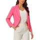 thumbnail image 4 of BLAZER CHIC para Mujeres, Abierto al Frente, Ideal para el Trabajo, Chaqueta de Traje Corta de Verano, Rosa Neón-Sólido M, 4 of 6