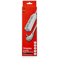 Staples TECH 15' Extension Cord 3-Outlet 16 AWG Gray 2/Pack (ST62347)