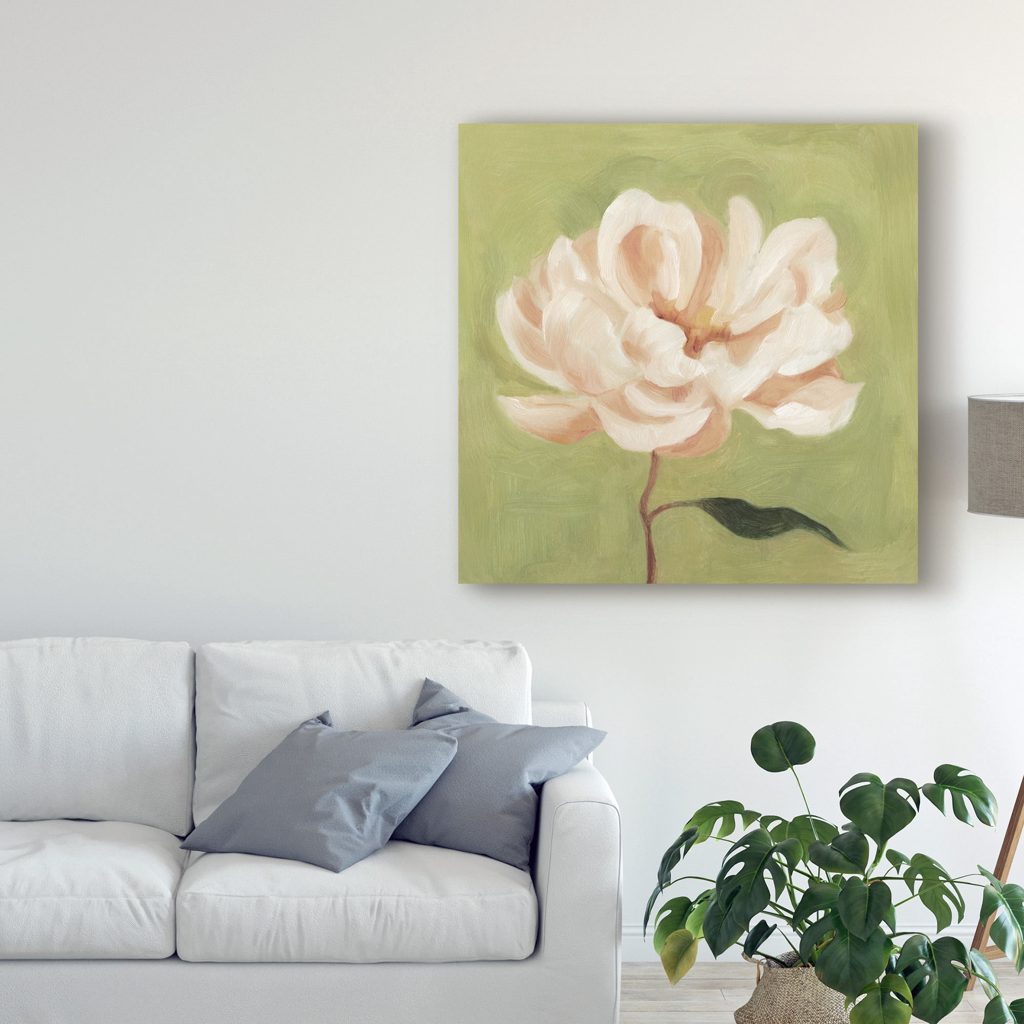 Trademark Fine Art 'Peony on Olive II' Canvas Art by Emma Scarvey