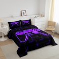 thumbnail image 3 of Erosebridal Gaming Bedding Queen Comforter Set Teen, Futuristic Cubes Down Comforter, Purple 3pcs, 3 of 6