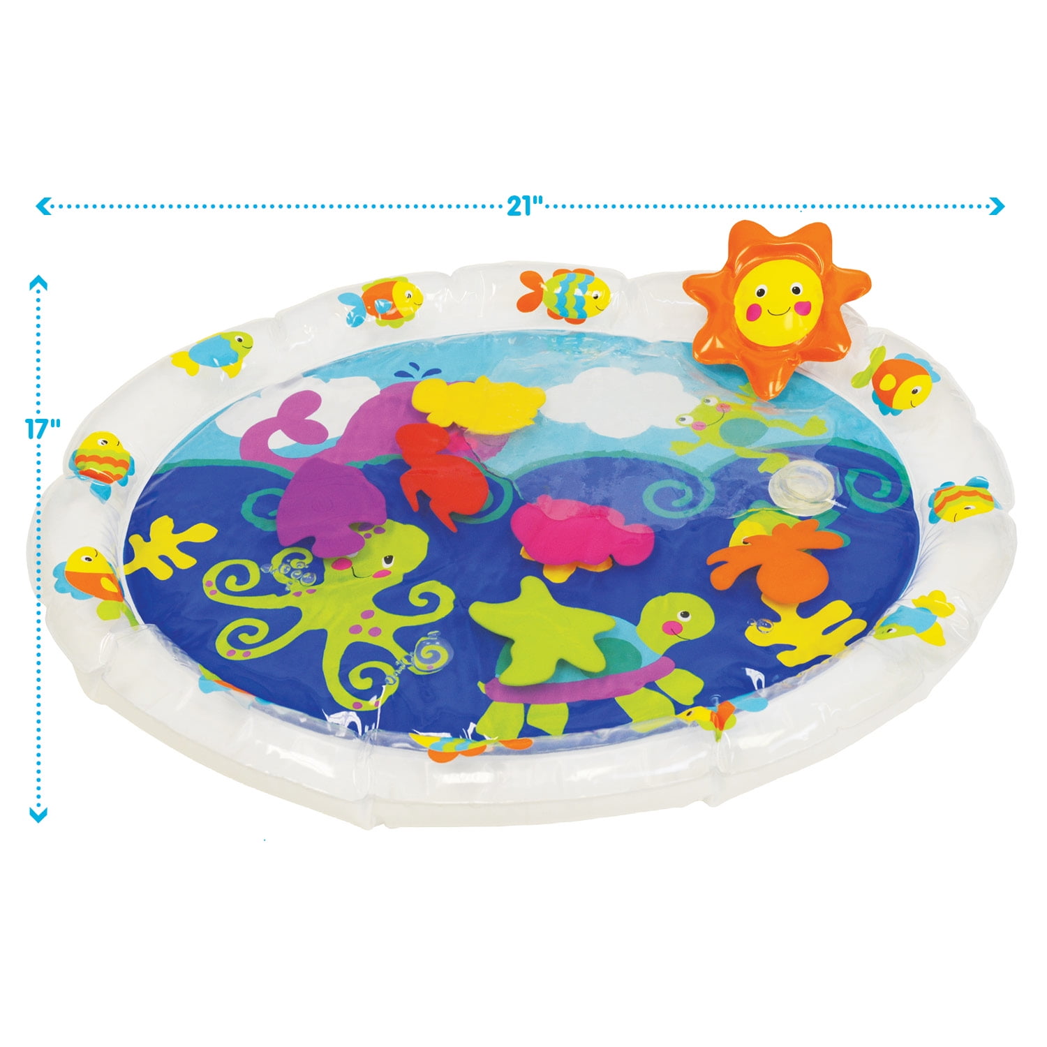 Kidoozie Pat 'n Laugh Water Mat for Infants and Toddlers ages 3-18 months; Encourage Tummy Time with 6 Fun Floating Sea Friends to Discover