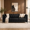 thumbnail image 4 of ChenyueFurn 78.5" Faux Leather 3-Seater Sofa with Gold Legs,Black, 4 of 13