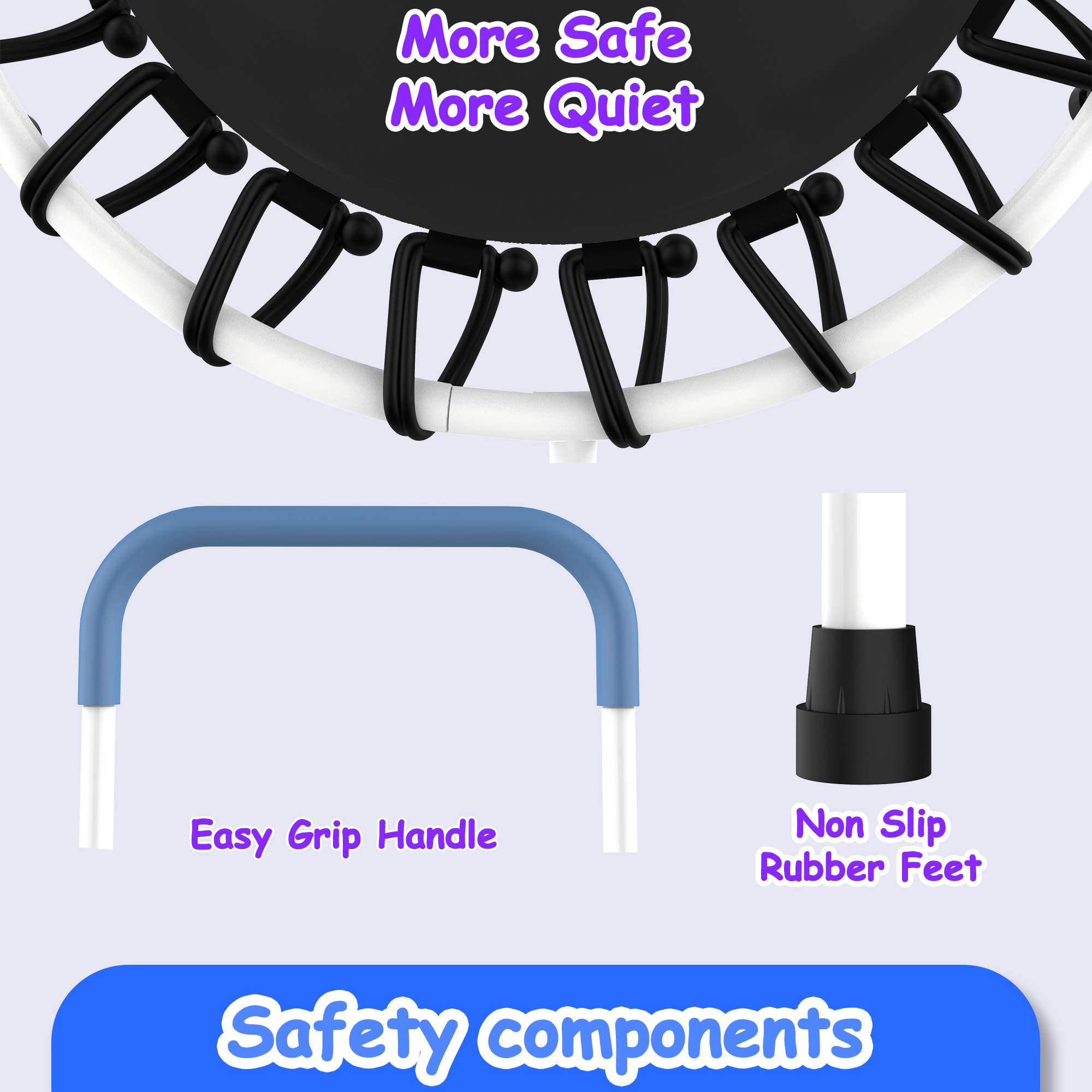 28" Mini Trampoline for Kids with Handle, Toddler Trampoline, Exercise Rebounder with Foam Handle, Indoor Trampoline, Kids Mini Trampoline, Small Rebounder Trampoline for Indoor and Outdoor Use