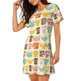 thumbnail image 2 of Easygdp Vintage Cup Camisón de manga corta para mujer, informal, estampado, 2 of 6