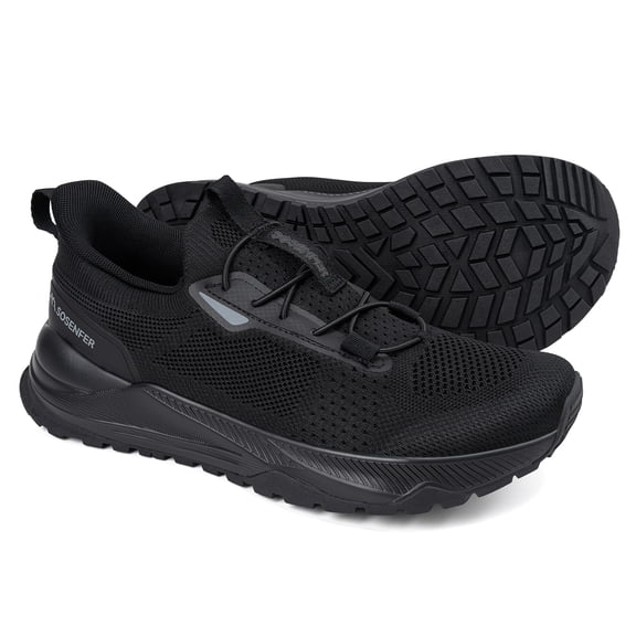 Sosenfer Men's Extra Wide Slip On Sneakers – Hands-Free Breathable Walking Shoes for Wide Feet, Non-Slip Hiking Outdoor Sports Shoes