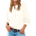 thumbnail image 1 of Suéter de Cuello Redondo con Botones para Mujer, Larga, Estilo Henley, Ideal para Otoño. Camisetas Tipo Jersey de Punto Suelto y Moderno. S, 1 of 7