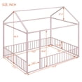 thumbnail image 3 of Tcbosik House Shaped Floor Bed with Fence, Full Size Metal Bed Frame, No Box Spring Needed, Pink, 3 of 7