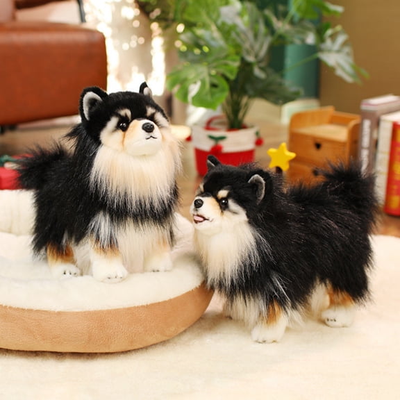 Realistic Dog Plush Toy, Lifelike Stuffed Puppy Doll, Soft Cuddle Companion Animal Plushie, Cute Home Decor Figurine, Birthday Gift, Bedroom & Living Room Use, 9.8in/25cm, A
