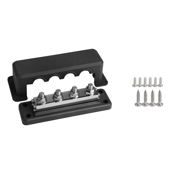 Bus Bar Power Distribution Block 600A 48V Heavy Duty 4 Stud Terminals Block