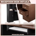 thumbnail image 2 of STICCIO 87" L-Shaped Reception Desk with Counter, Lockable Drawers, Side Cabinet & Keyboard Tray, Walnut Texture for Office, Lobby & Salon, 2 of 8