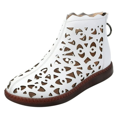 

KI-8jcuD Women S Athletic Tennis Walking Shoes Ladies Fashion Solid Color Leather Hollow Lace Casual Shoes Back Zipper Flat Cool Boots Closed Toe Shoes For Women Casual Womens Casual Shoes Size 9 Wo