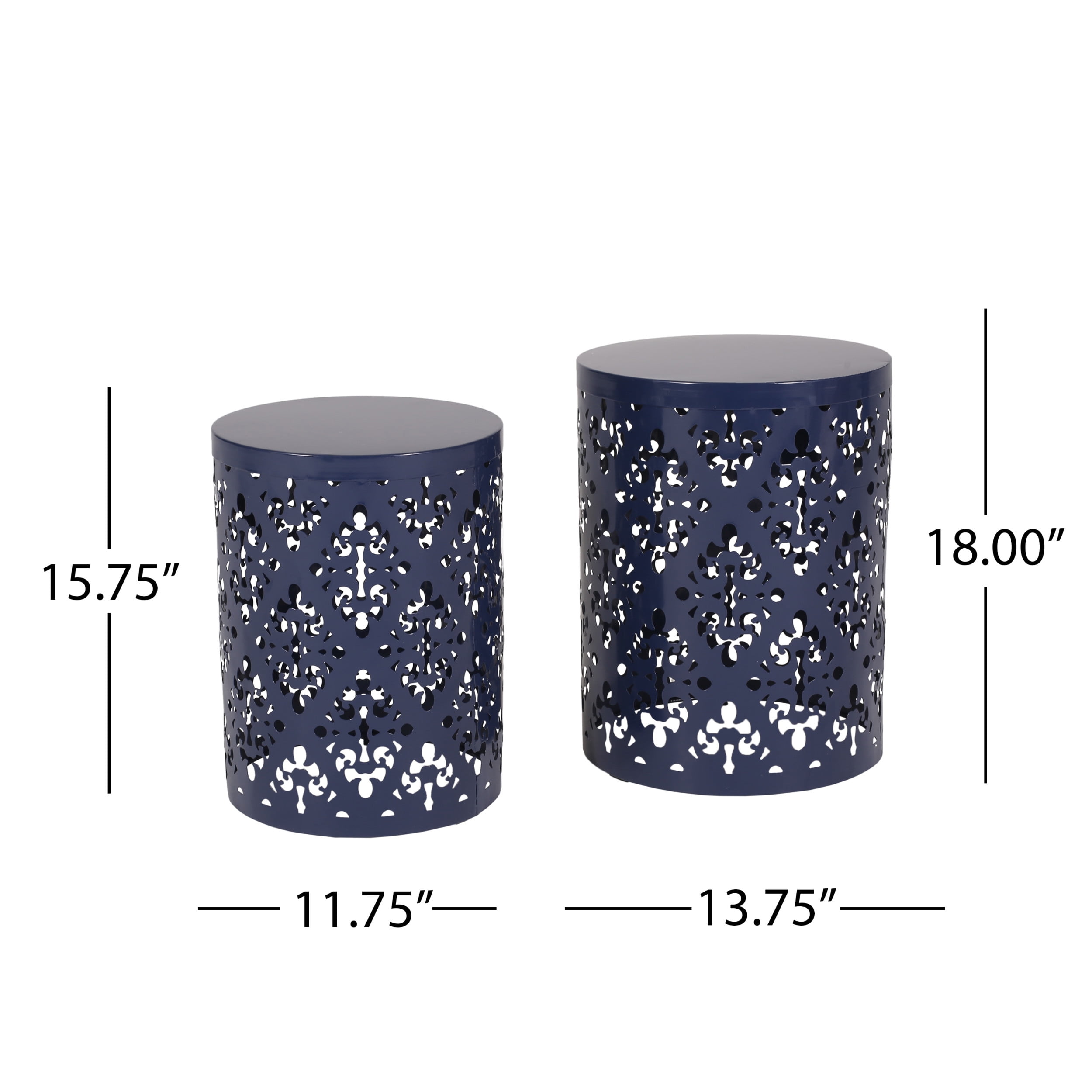 Soto Metal Outdoor Side Tables, Set of 2, Navy Blue