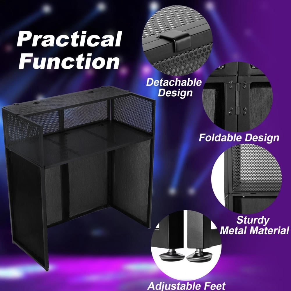 Portable DJ Facade Booth DJ Table Stand Booth With White & Black Scrim for Party